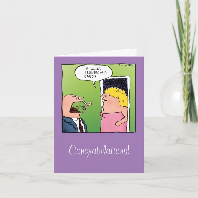 Flowers and Candy Cartoon Wedding Card (Front)
