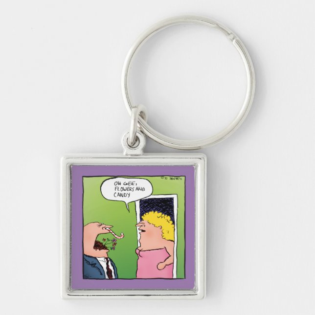 Flowers and Candy Romantic Cartoon Keychain (Front)