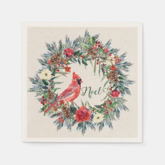 Flowers and Cardinal Wreath Personalized