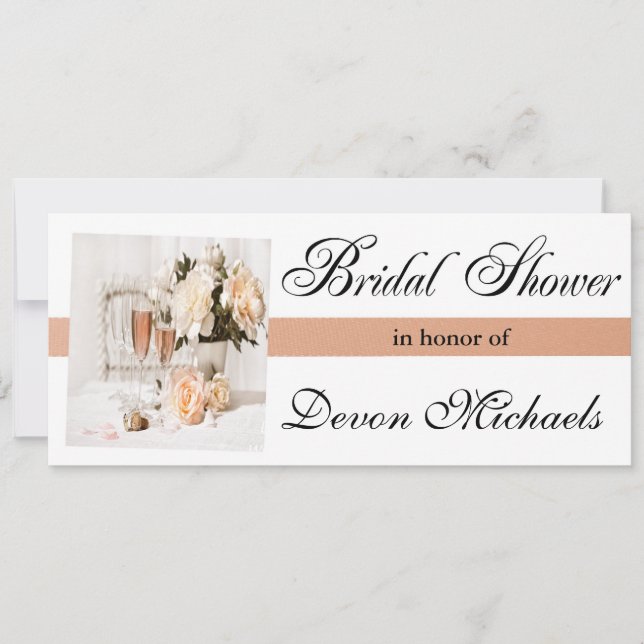 Flowers and Champagne Bridal Shower Invitations (Front)