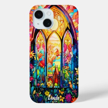 Flowers And Church Windows Case-mate Iphone 15 Case by AutumnRoseMDS at Zazzle