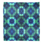 Flowers and Circles Tie Dye Bandana Blue Aqua