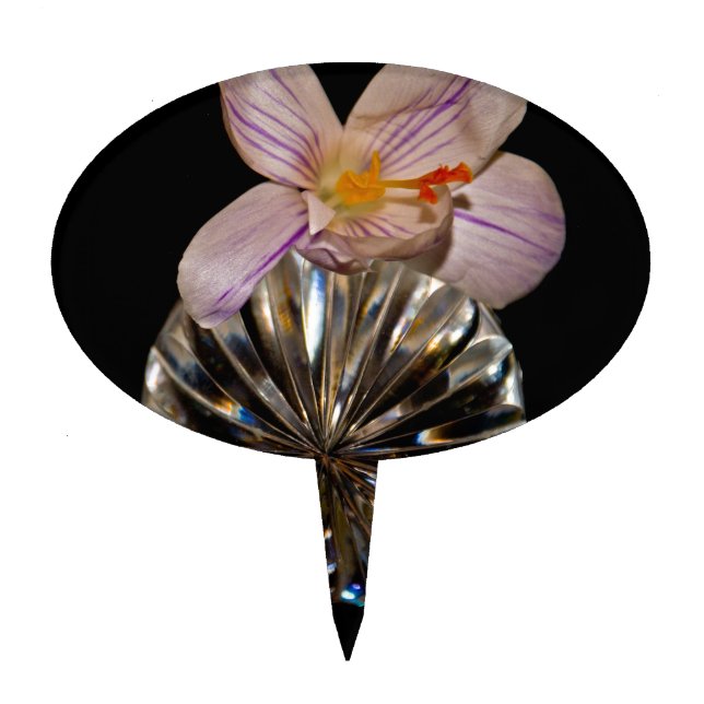 Flowers and Crystal Cake Topper (Front)