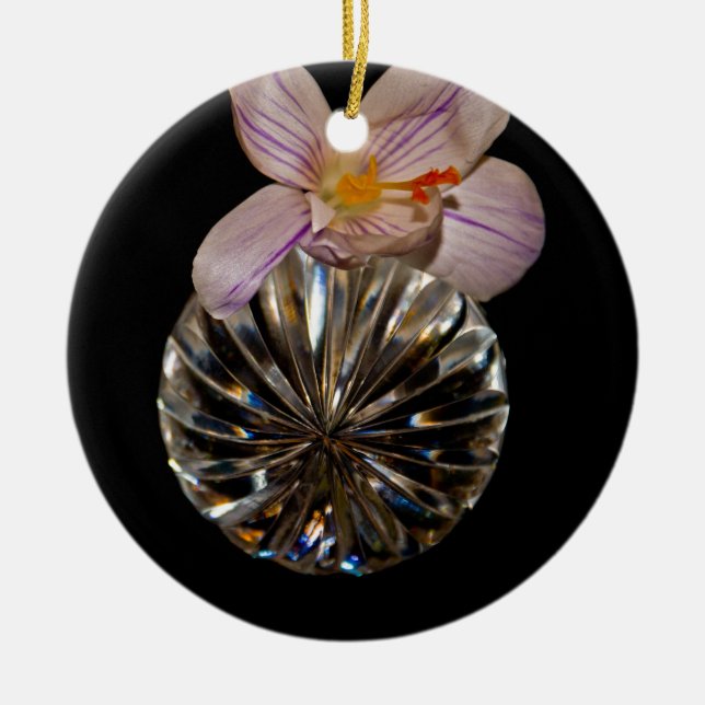 Flowers and Crystal Ceramic Ornament (Front)
