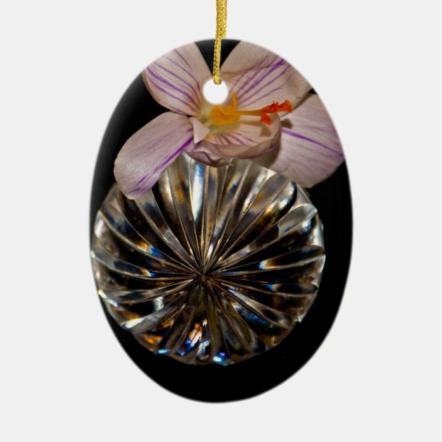 Flowers and Crystal Ceramic Ornament (Front)