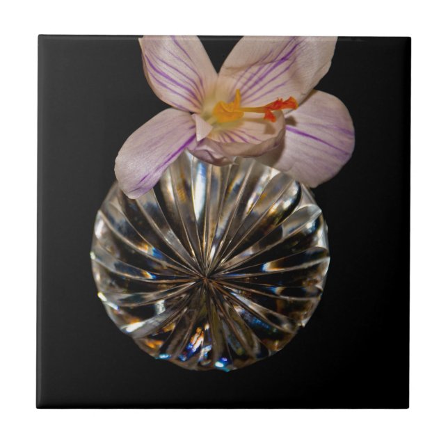 Flowers and Crystal Ceramic Tile (Front)