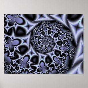 Flowers and Diamonds Monochrome Poster