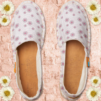 Flowers and Dots in black and red on white Espadrilles