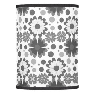 Flowers and Dots in Shades of Gray Lamp