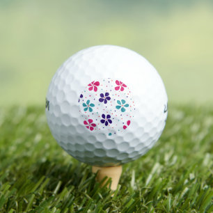 Flowers and Dots Pattern Golf Balls