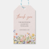 Flowers and Dragonflies Thank You Bridal Shower Gift Tags (Front)