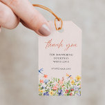 Flowers and Dragonflies Thank You Bridal Shower Gift Tags<br><div class="desc">Watercolor wild flowers,  leaves,  dragonflies in soft watercolor palette of pink,  blue yellow and green adorn this romantic and elegant Bridal Shower THANK YOU FAVOR TAG.
Add these gift tags to your favors to add a personal touch to your Bridal Shower or Couple Shower.
Matching "Flowers and Dragonflies" collection.</div>