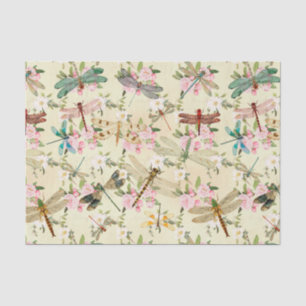 Flowers and Dragonflies Tissue Paper