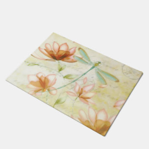 Flowers and dragonfly doormat