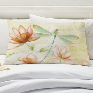 Flowers and dragonfly pillowcase