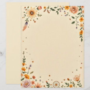 Flowers and Dreamcatcher Stationery Paper