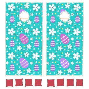Flowers and Easter Eggs-Easter Pattern-Cute  Cornhole Set