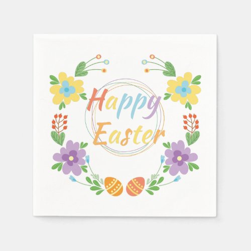 Flowers and eggs Happy Easter Napkins