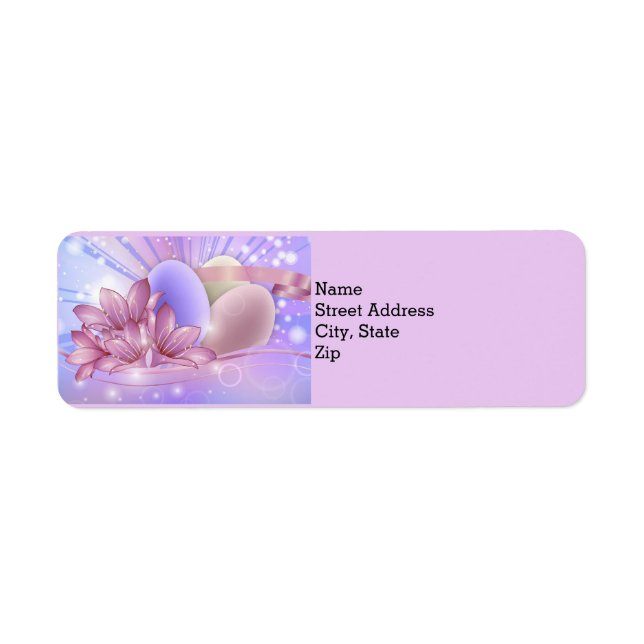 Flowers and eggs on a colorful pastel background label (Front)