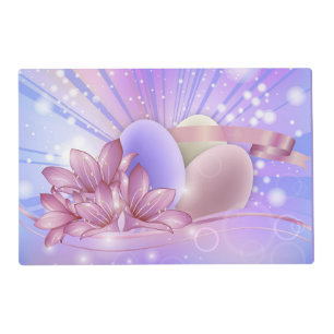 Flowers and eggs on a colorful pastel background placemat