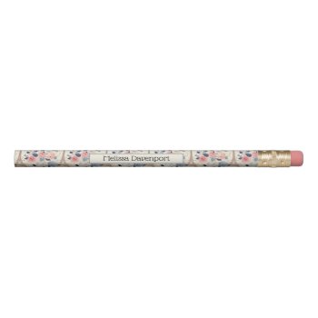Flowers And Eiffel Tower Paris Travel Pattern Pencil by Mirribug at Zazzle