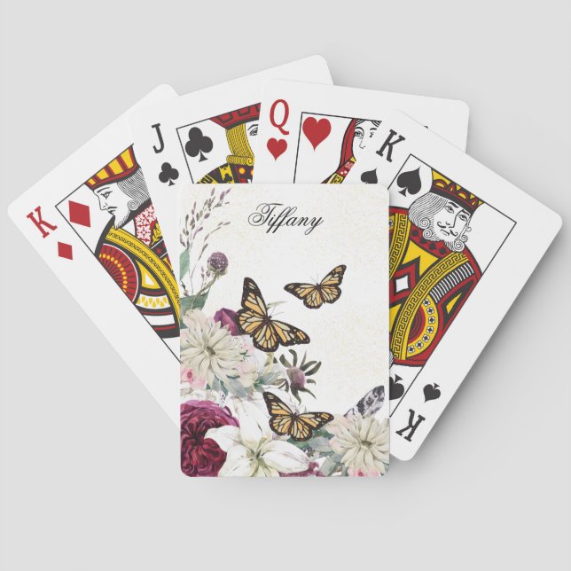  flowers and elegant background poker cards (Back)