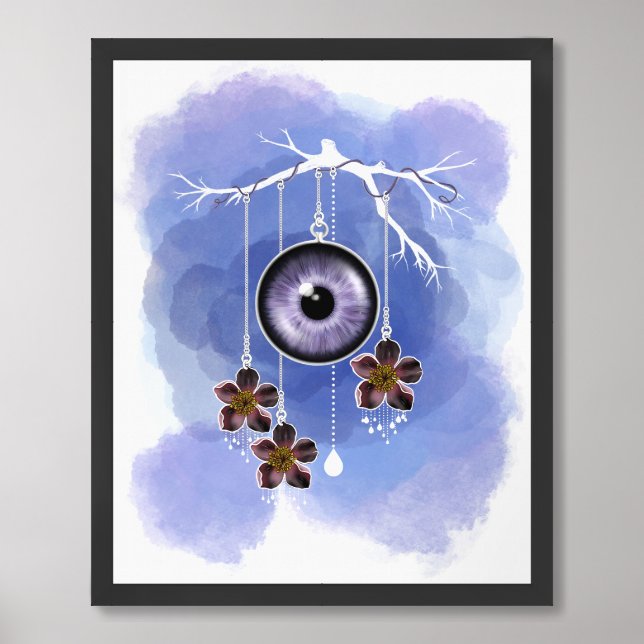 Flowers and Eye Print, Value Poster Paper (matte) (Framed Front)