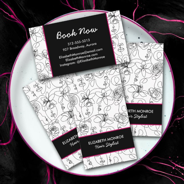 Flowers and Faces Hair Stylist Makeup Business Card