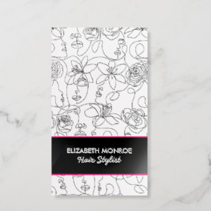 Flowers and Faces Hair Stylist Makeup Raised Spot UV Business Card