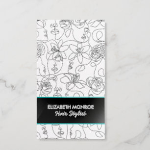 Flowers and Faces Hair Stylist Makeup Raised Spot UV Business Card