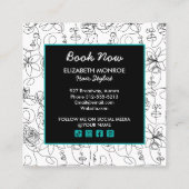 Flowers and Faces Hair Stylist Makeup Square Business Card (Back)