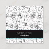 Flowers and Faces Hair Stylist Makeup Square Business Card (Front)