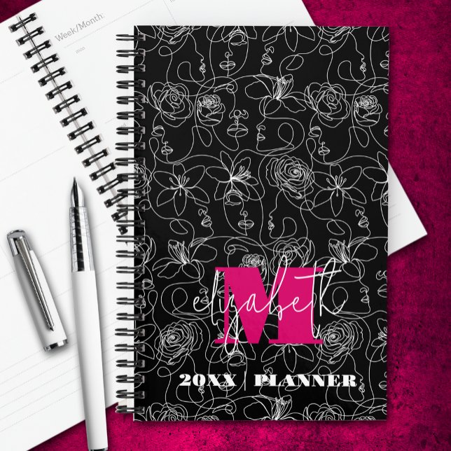 Flowers and Faces Monogrammed Planner