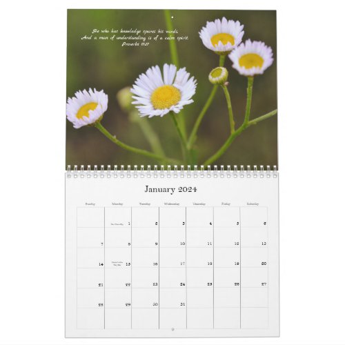 Flowers and Faith Bible Verses Calendar 2024