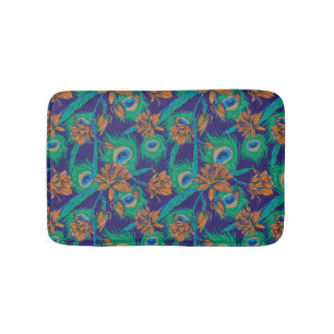 Flowers And Feathers Bathroom Mat