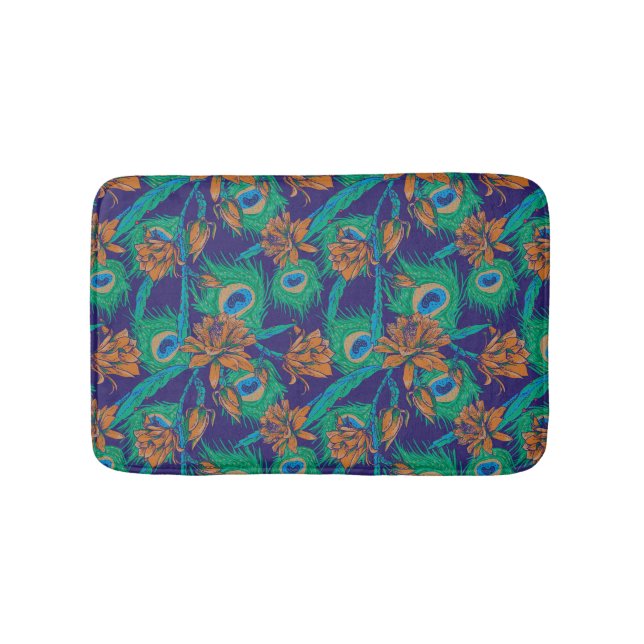 Flowers And Feathers Bathroom Mat (Front)