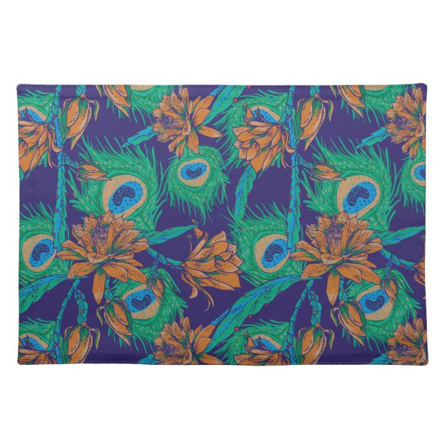 Flowers And Feathers Cloth Placemat (Front)