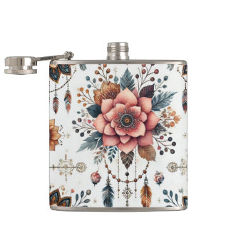 Flowers and Feathers Flask