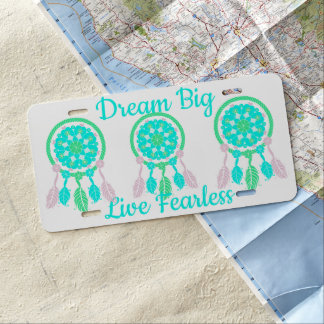 Flowers and Feathers Mandala Dreamcatcher License Plate