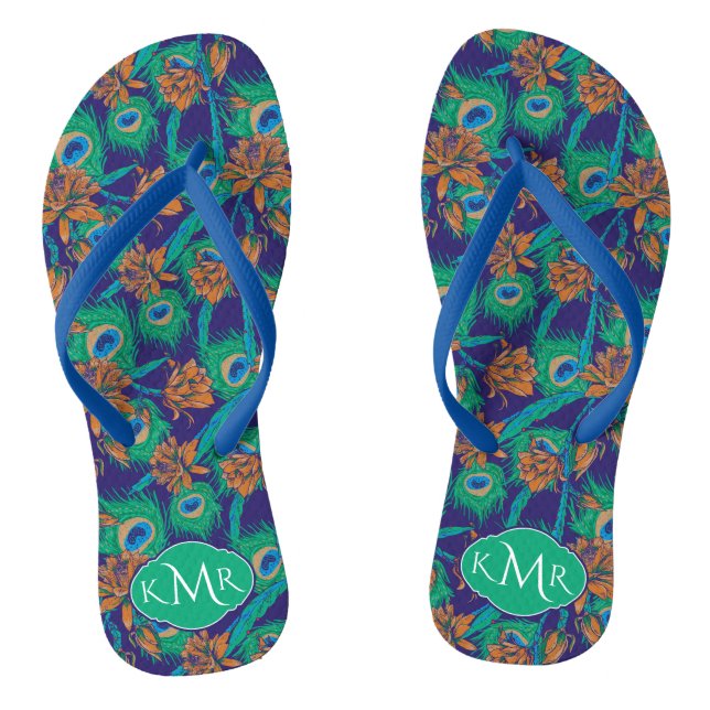 Flowers And Feathers | Monogram Flip Flops (Footbed)