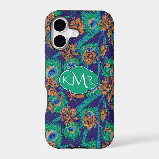 Flowers And Feathers | Monogram Iphone Case (Back)