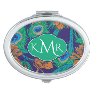 Flowers And Feathers Monogram Vanity Mirror