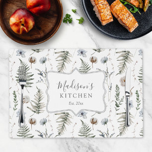 Flowers and Fern Leaves Forest Floral Botanical Placemat