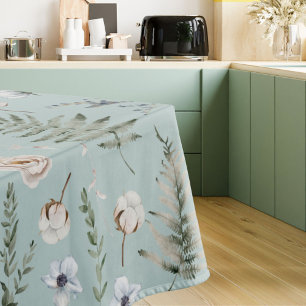 Flowers and Fern Leaves Forest Floral Botanical Tablecloth