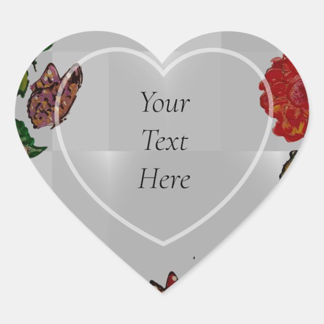 Flowers and Flowers Heart Stickers (Front)