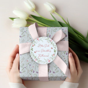 flowers and flowers, watercolor, birthday classic round sticker