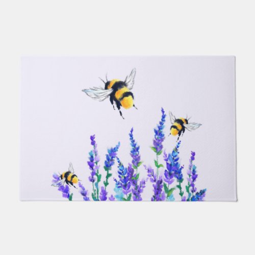 Flowers and Flying Bees Doormat Spring