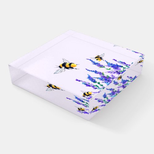 Flowers and Flying Bees Paperweight