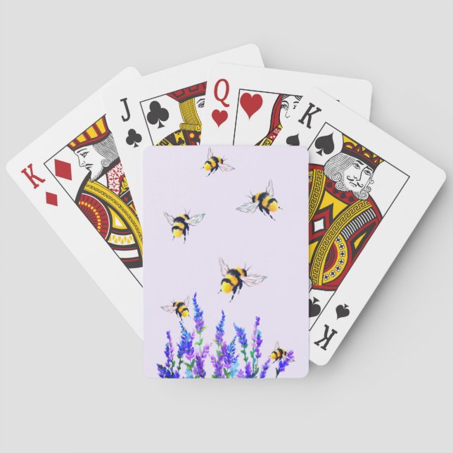Flowers and Flying Bees Playing Cards (Back)