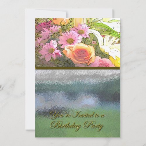 Flowers and Fog Birthday Party Personalized Invites